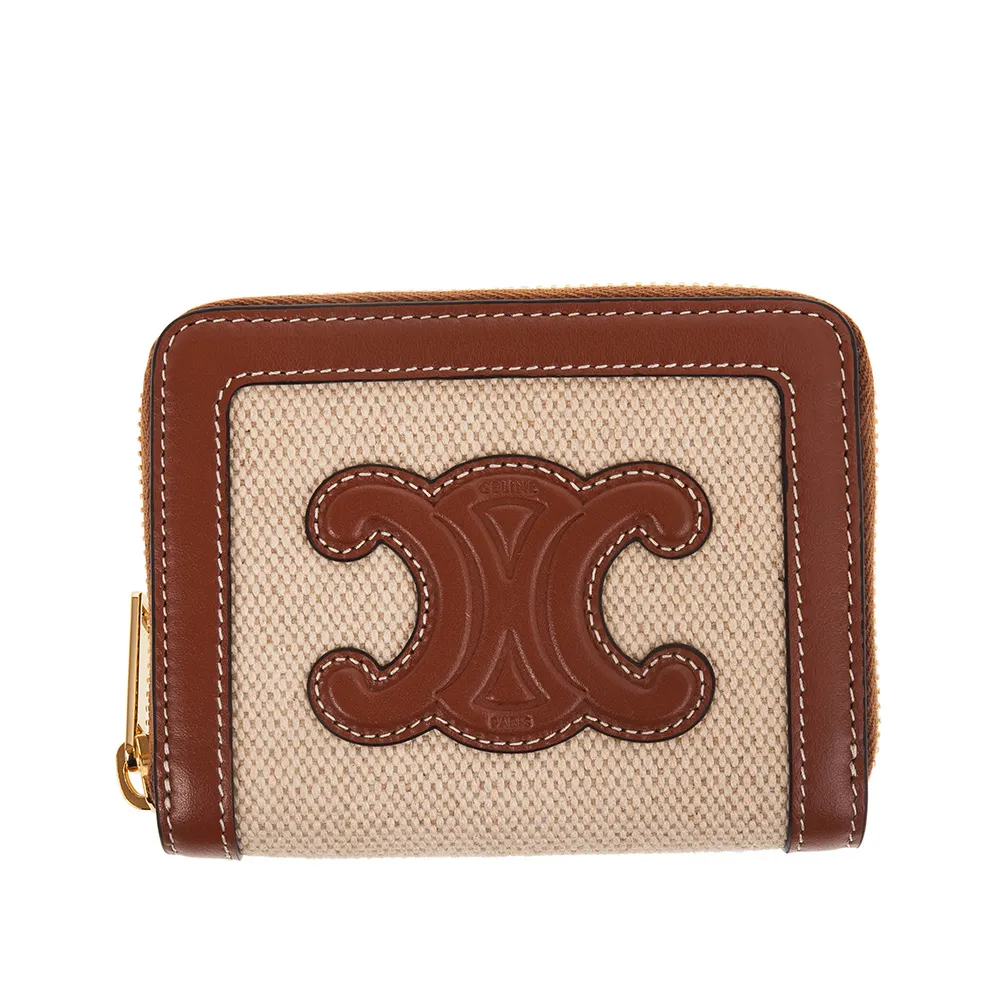 CELINE TRIOMPHE COMPACT經典印花釦式零錢小短夾.深咖 歷史價格詳細信息