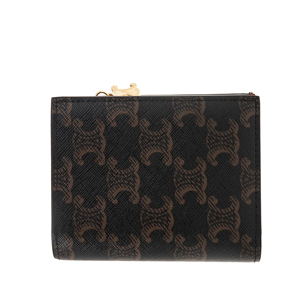 CELINE TRIOMPHE COMPACT經典印花釦式零錢小短夾.深咖 歷史價格詳細信息