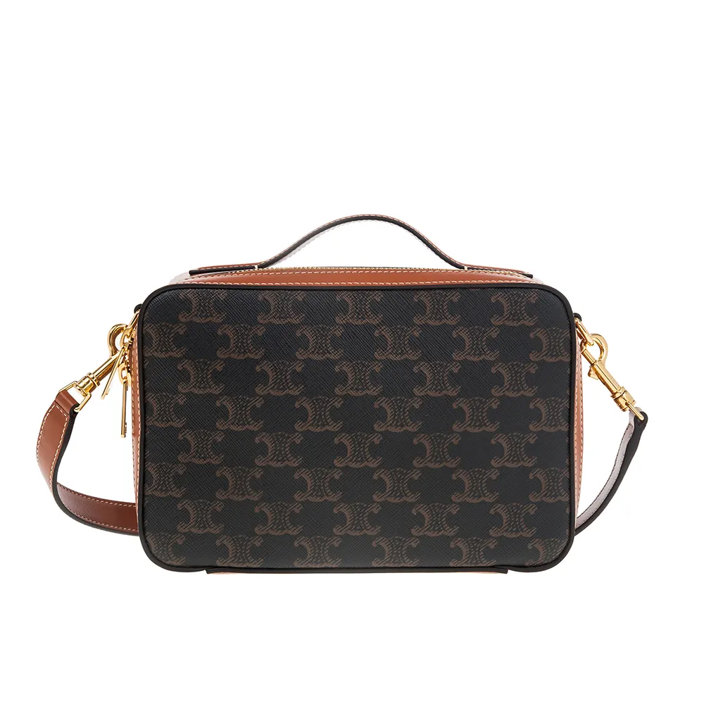 CELINE 新款TRIOMPHE 帆布凱旋門LOGO金釦對折短夾 (米棕色) 歷史價格詳細信息