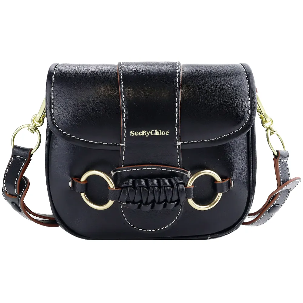 SEE BY CHLOE Saddie 閃亮山羊皮翻蓋斜背包(米色) CHS23SSB80C9424H 歷史價格詳細信息