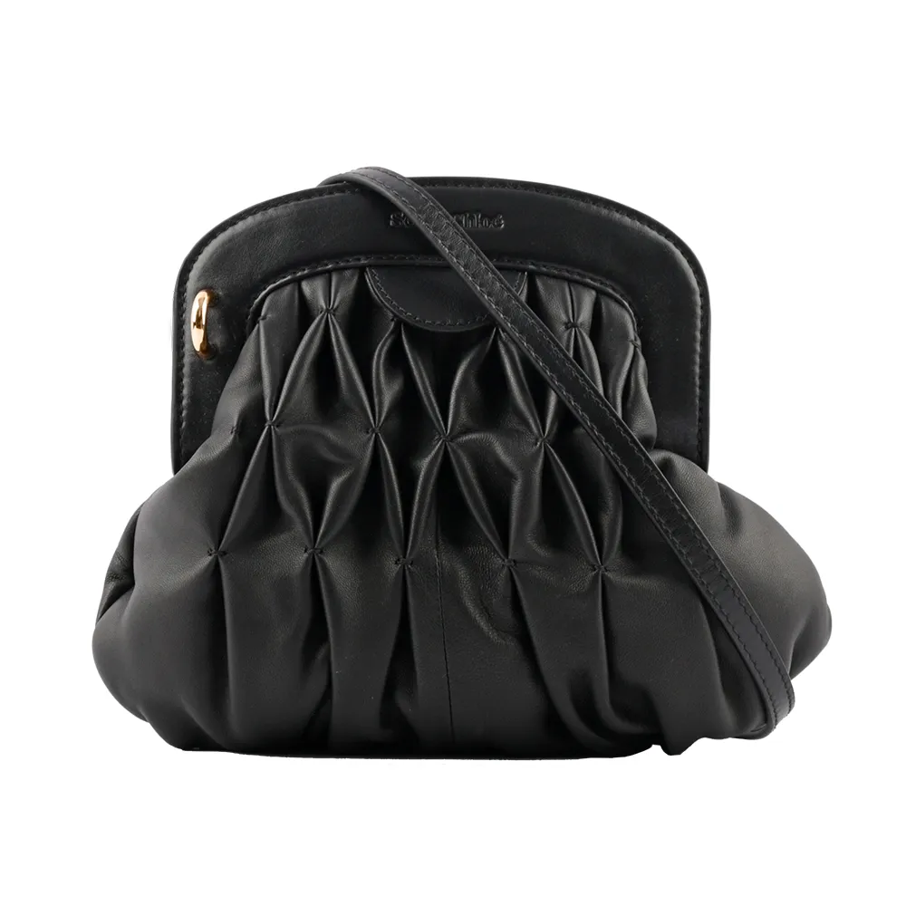 SEE BY CHLOE Piia 皺褶牛皮吸釦晚宴手拿/斜背包(白色) CHS23SSB97C9124H 歷史價格詳細信息