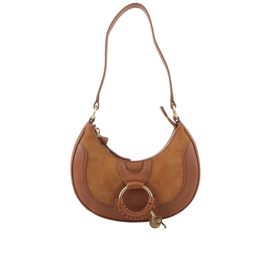 SEE BY CHLOE Hana麂皮拼接牛皮 hobo流浪包(黑色) 歷史價格詳細信息