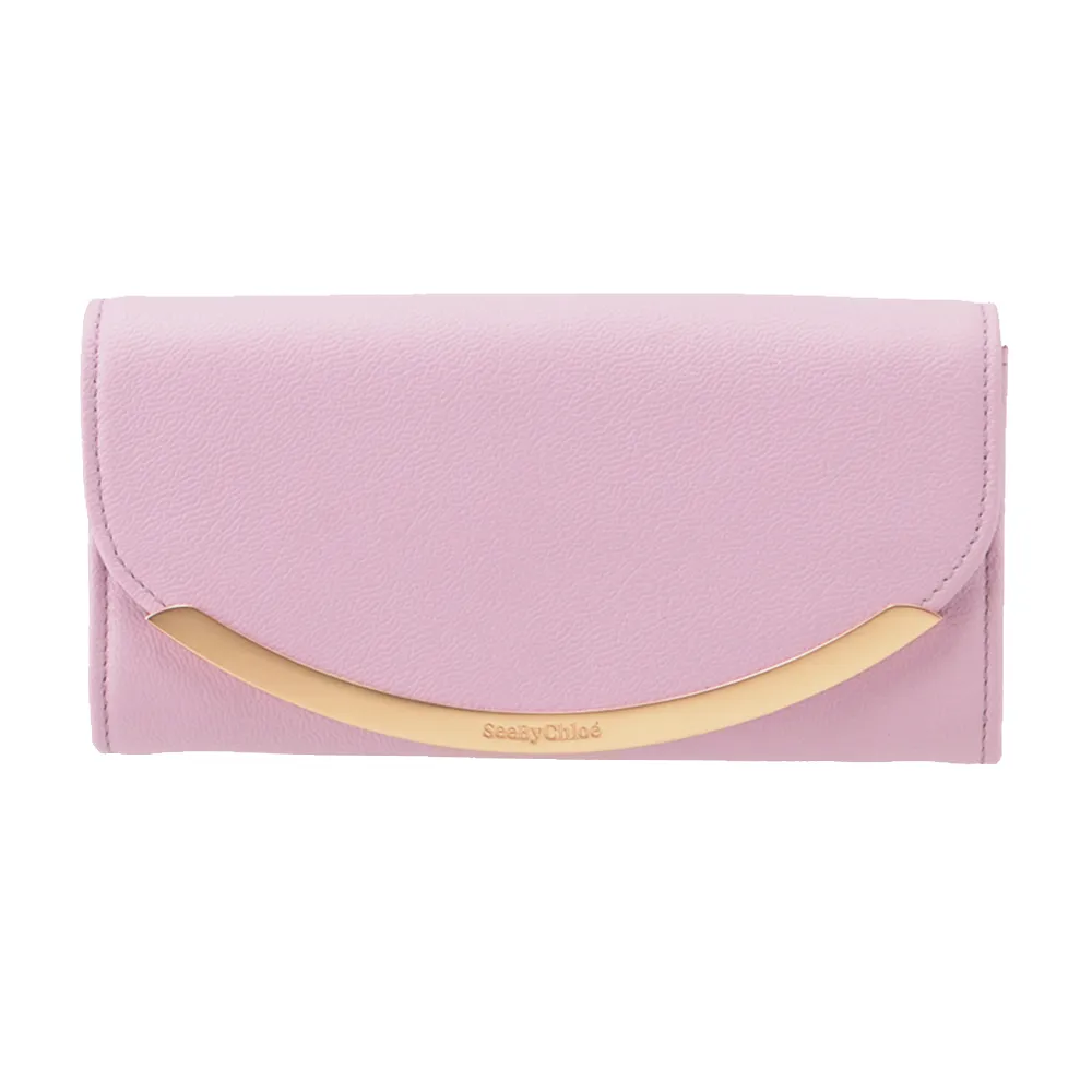 SEE BY CHLOE Lizzie 弧形標誌牛皮翻蓋長夾(深紅色) CHS17WP582349604 歷史價格詳細信息