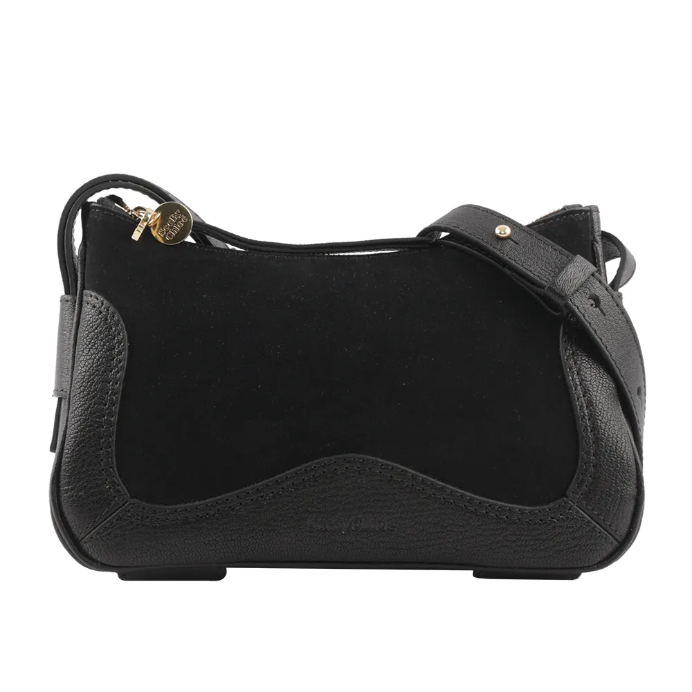 SEE BY CHLOE Hana麂皮拼接牛皮 hobo流浪包(黑色) 歷史價格詳細信息