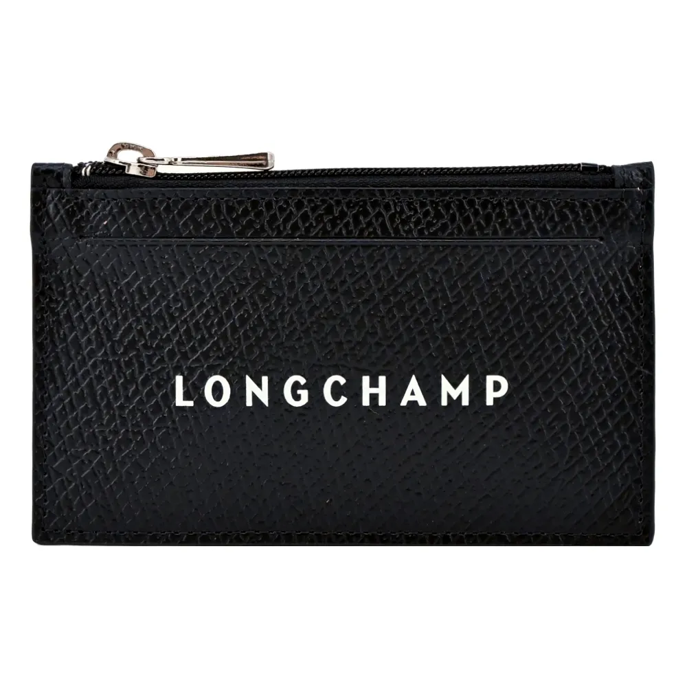 LONGCHAMP ROSEAU ESSENTIAL系列牛皮LOGO字母拉鍊零錢包(黑) 歷史價格詳細信息