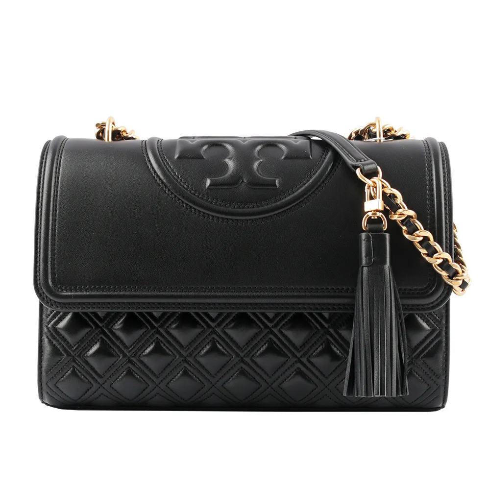 TORY BURCH Fleming 縫線納帕皮革小款三折短夾(黑色) 156558 001 歷史價格詳細信息