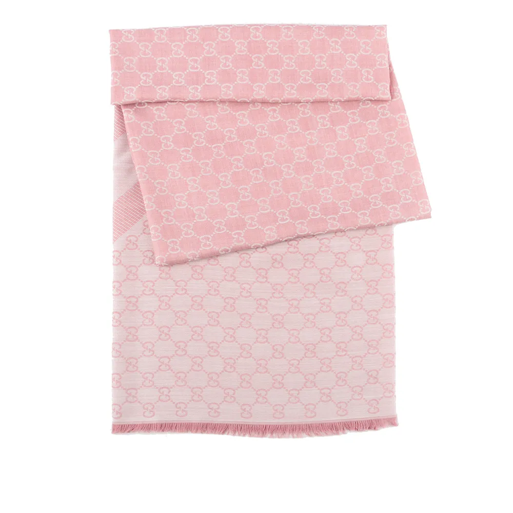 GUCCI GG Logo 羊毛混絲雙色披肩/圍巾(棕褐色/藍紫色) 281942 3G704 2869 歷史價格詳細信息