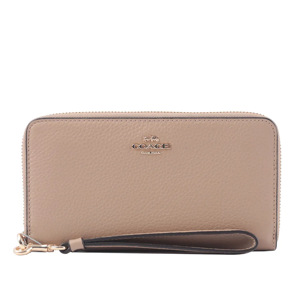 COACH C4451 馬車LOGO荔枝皮革手掛式拉鍊長夾.淺藍 歷史價格詳細信息