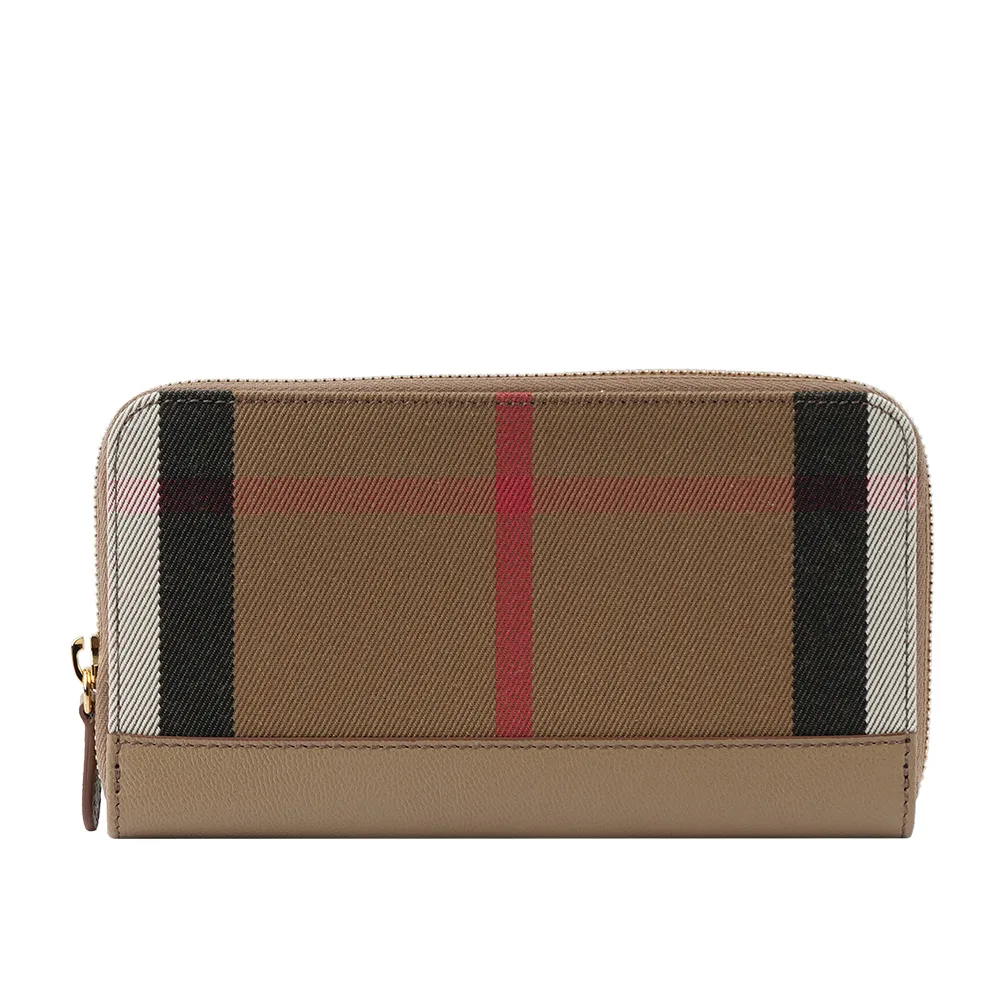 BURBERRY 格紋拼皮革手提/斜背口袋包(Mini)(石楠木棕色) 8066166 A9534 歷史價格詳細信息