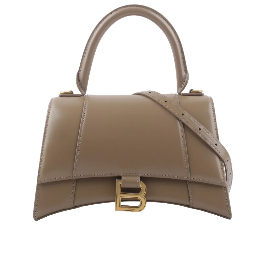 BALENCIAGA Hourglass 小型 BB Monogram 印花塗層帆布手提/斜背沙漏包(卡其色) 歷史價格詳細信息