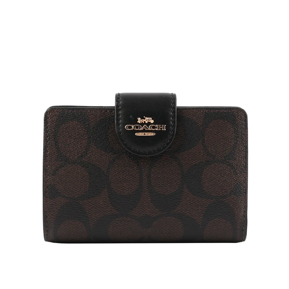 COACH 皮革+PVC塗層馬車Logo壓釦中夾(任選) C0082 廠商直送 現貨 歷史價格詳細信息