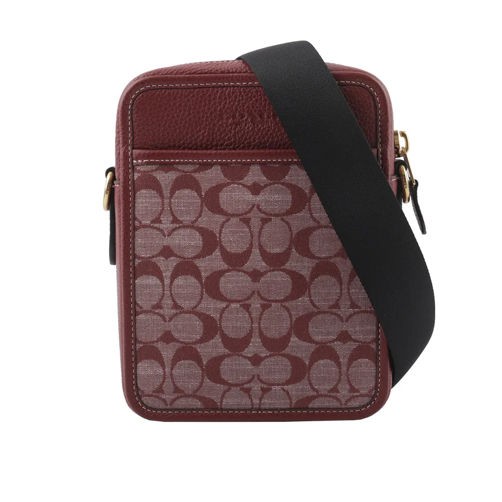 COACH酒紅拼色全皮馬車方牌T釦翻蓋三摺中夾 歷史價格詳細信息