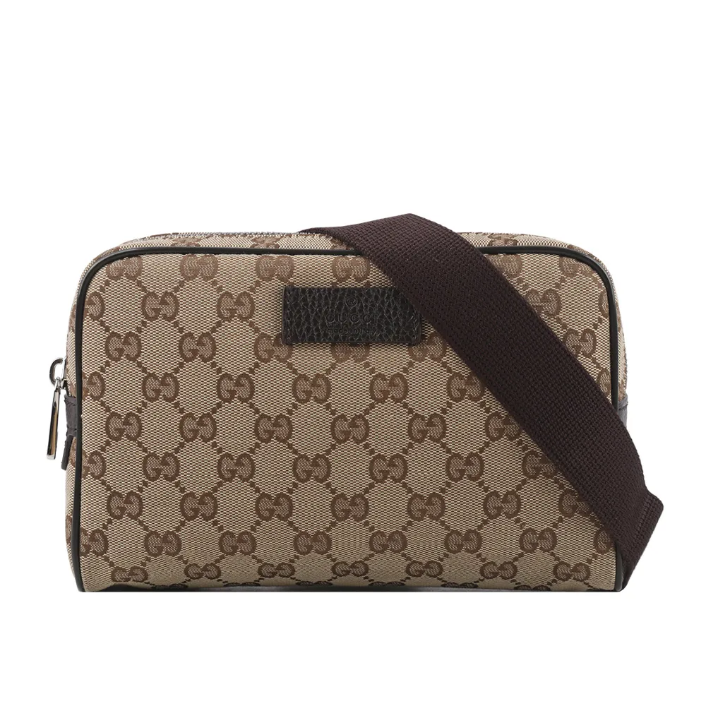 GUCCI GG Logo 緹花布及皮革腰包/胸口包(咖啡色) 630915 KY9KN 9886 歷史價格詳細信息