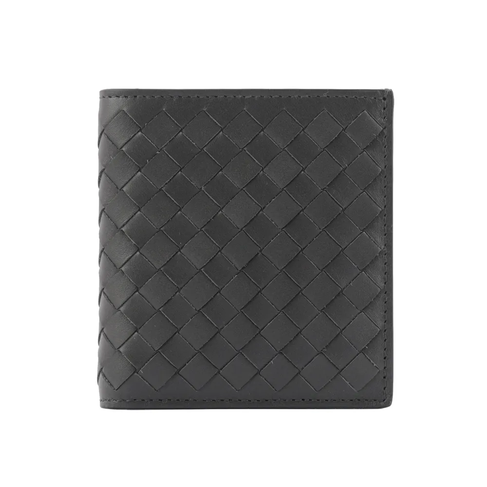 BOTTEGA VENETA 寬編織小牛皮6卡對折短夾(酒紅色) 歷史價格詳細信息