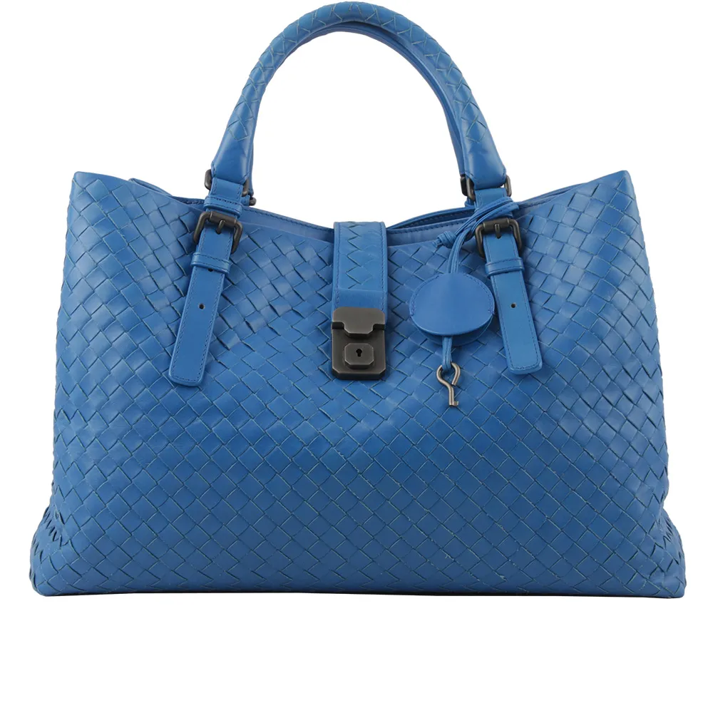 BOTTEGA VENETA Roma 小羊皮編織三層手提包(電子藍)_展示品 BV12000029 歷史價格詳細信息