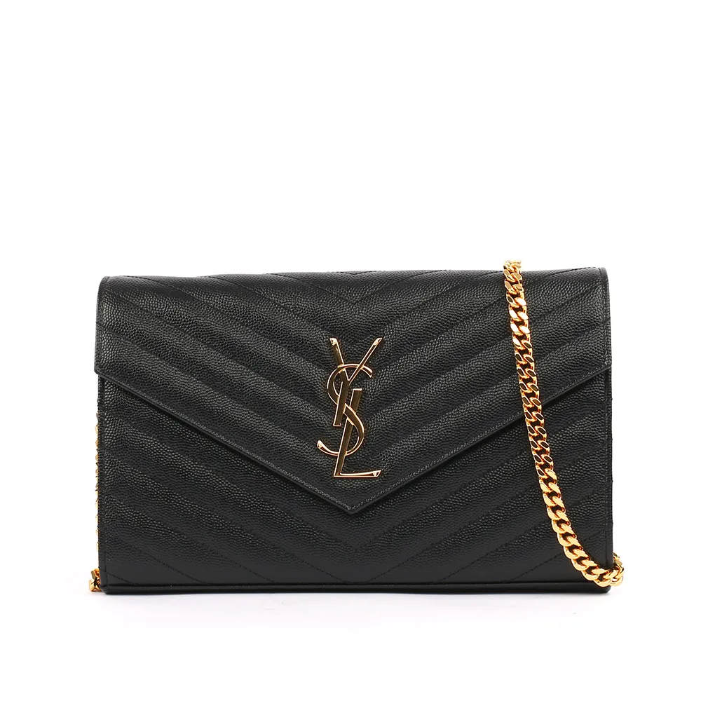 YSL 377828 MONOGRAM V字縫線魚子醬牛皮WOC信封斜背包(駝/金) 歷史價格詳細信息