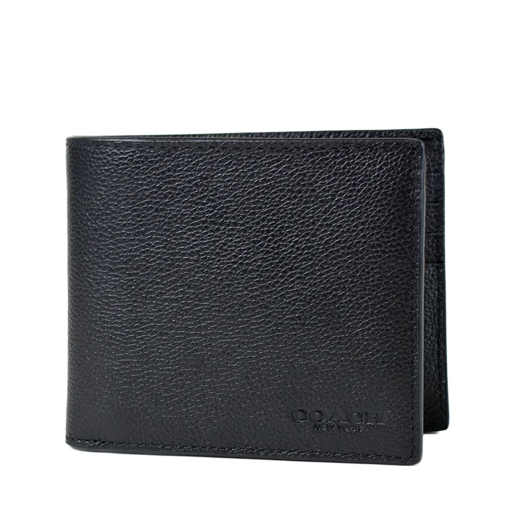 COACH 男款 荔枝紋前拉鍊真皮斜背包-黑色 歷史價格詳細信息