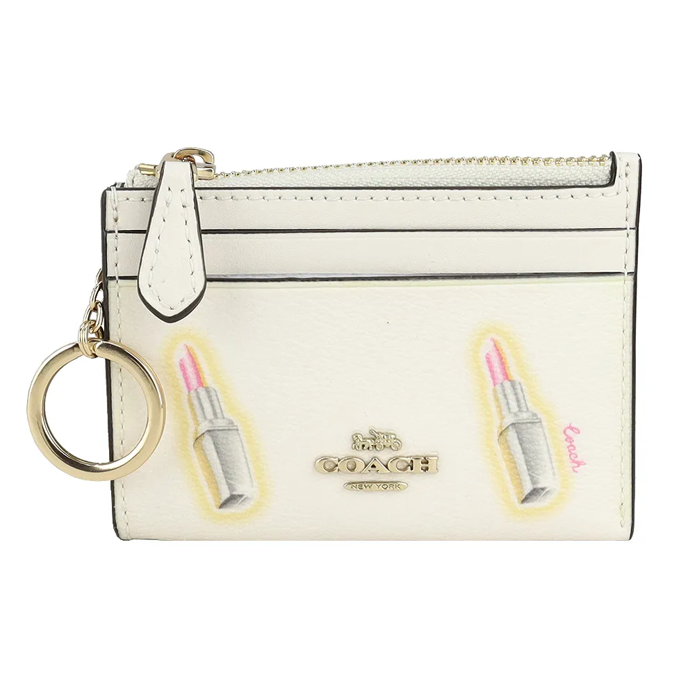 COACH 立體馬車LOGO口紅印花金屬鍊帶子母斜背麻將包(米白) 歷史價格詳細信息