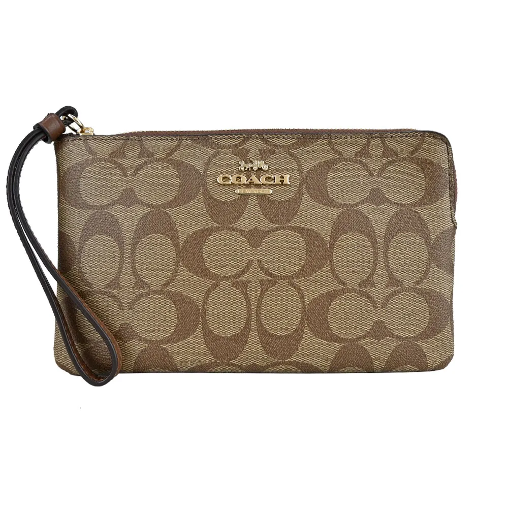 COACH 經典馬車C LOGO緹花PVC中夾(卡其粉筆白) 歷史價格詳細信息