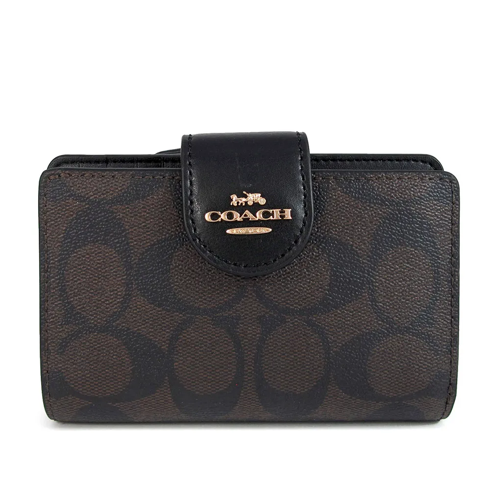 COACH 馬車Logo防潑水卡其黑色條飾拉鍊手拿包 歷史價格詳細信息