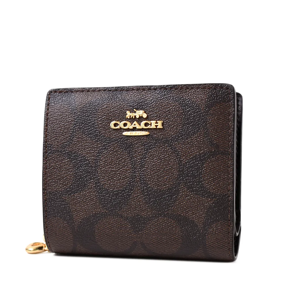 COACH 花朵緹花LOGO防刮皮革釦式掛帶手機包/長夾-白色 歷史價格詳細信息