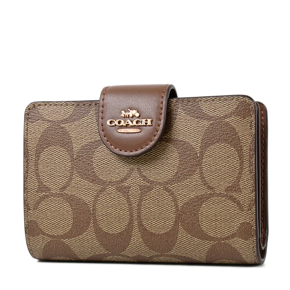 COACH 立體馬車LOGO防刮皮革金屬鍊帶子母斜背麻將包(糖粉) 歷史價格詳細信息