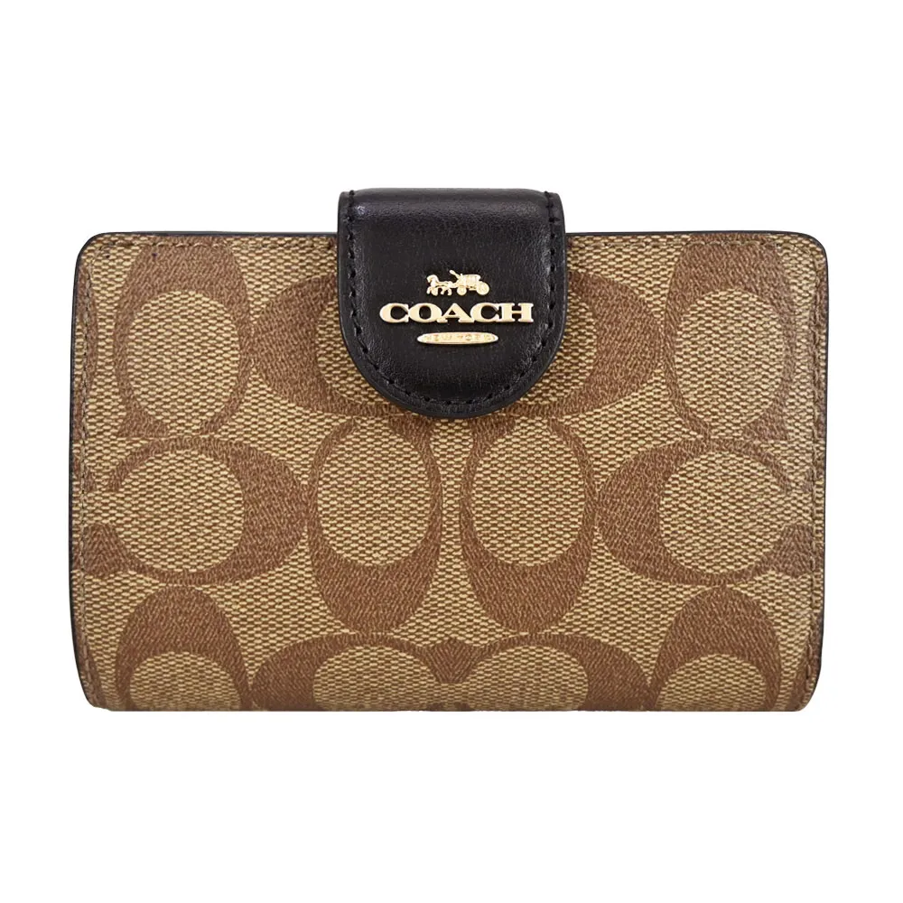 COACH 卡其黑緹花帆布翻蓋真皮斜背包 歷史價格詳細信息