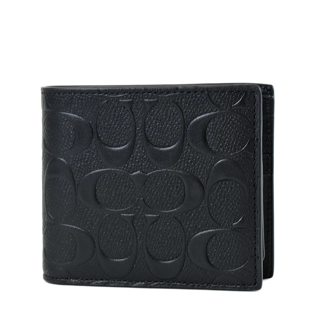 COACH 男款 浮雕LOGO前拉鍊皮革斜背包-黑色 歷史價格詳細信息