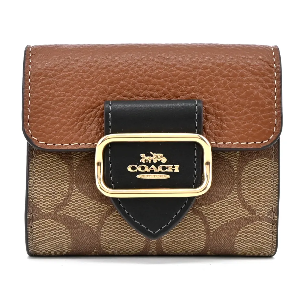 COACH Morgan 拼接PVC皮革鉚釘裝飾馬鞍斜背包(咖啡黑) 歷史價格詳細信息