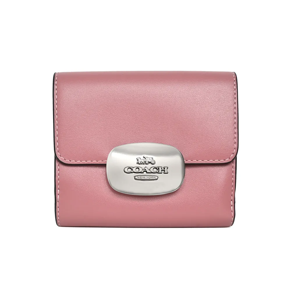 COACH ELIZA深咖C Logo黑邊橢圓金釦前袋雙摺短夾 歷史價格詳細信息