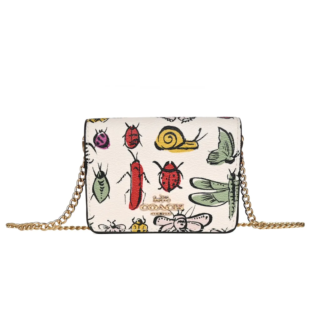 COACH 鍊帶頸掛斜背方型卡夾零錢小廢包(多色多款) 歷史價格詳細信息