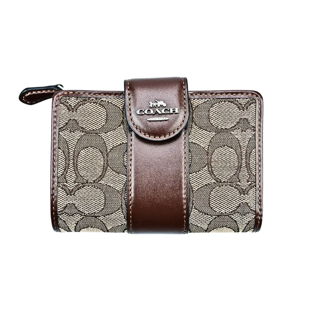 【COACH】COACH雙C LOGO印花PVC 4卡拉鍊卡夾包(粉筆白x冰川白) 歷史價格詳細信息