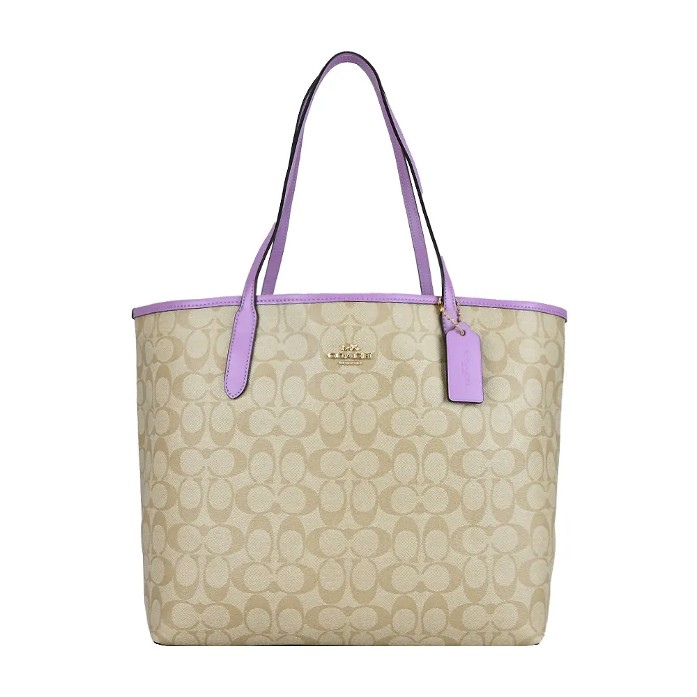 COACH 經典馬車C LOGO緹花PVC中夾(卡其粉筆白) 歷史價格詳細信息