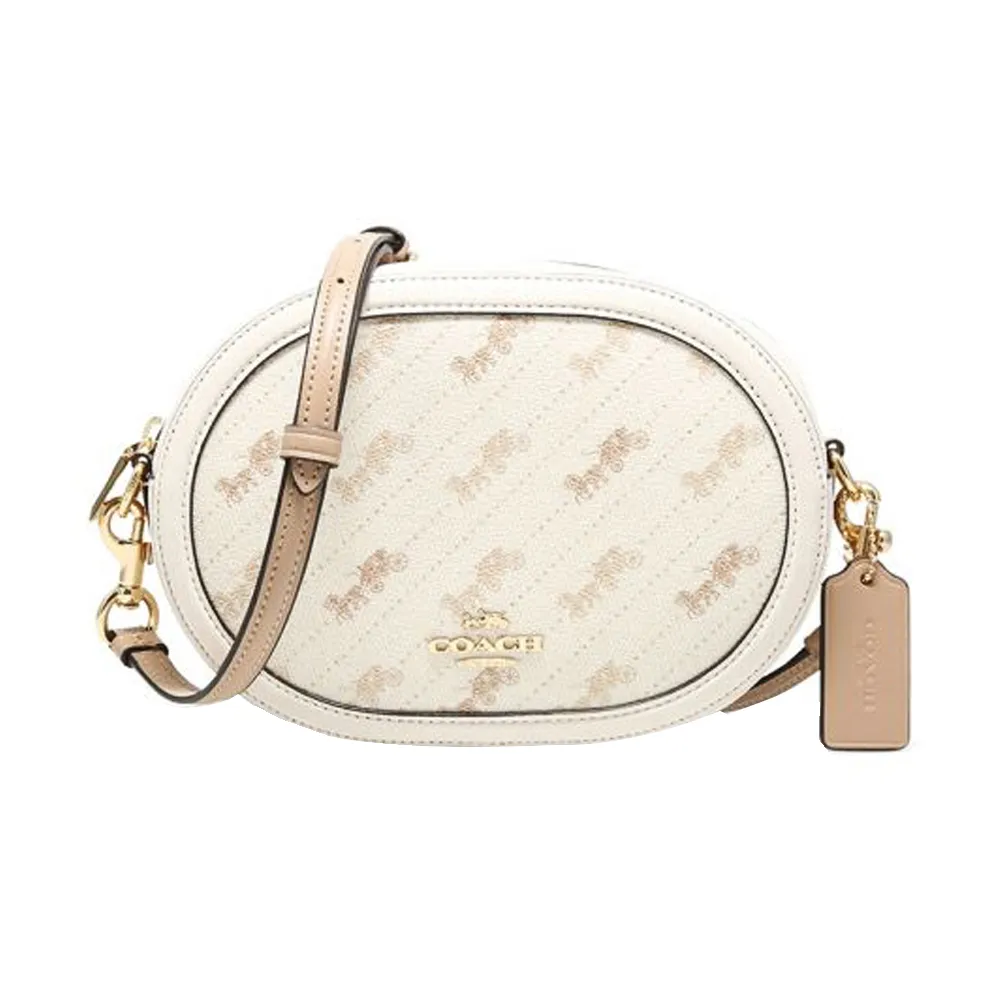 COACH 馬車印花PVC拼接皮革斜背相機包(奶白) 歷史價格詳細信息