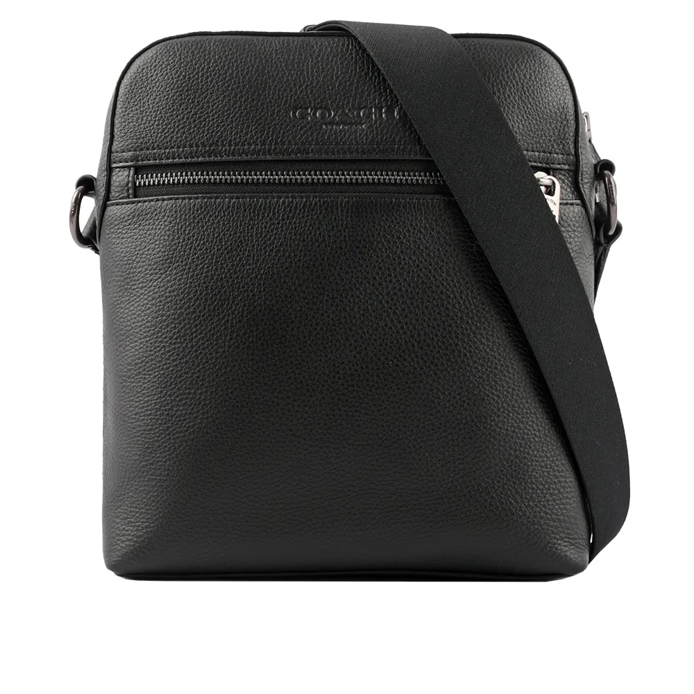【COACH】Houston Flight Bag素面牛皮前拉鍊男款斜背包(黑) 歷史價格詳細信息