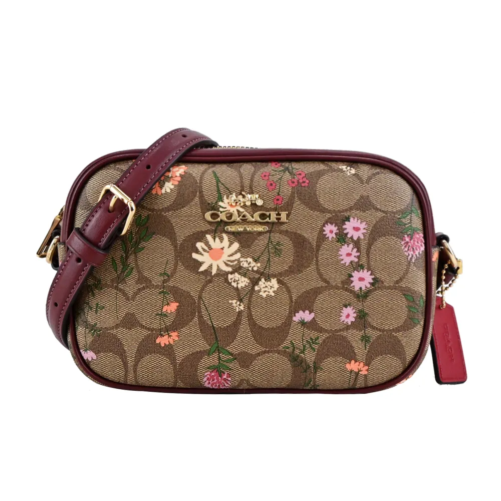 COACH 經典馬車LOGO花卉印花斜背相機包(迷你/粉筆白) 歷史價格詳細信息