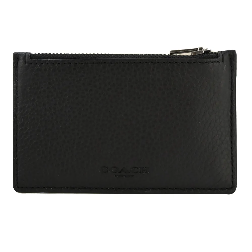 COACH 男款 荔枝紋前拉鍊真皮斜背包-黑色 歷史價格詳細信息