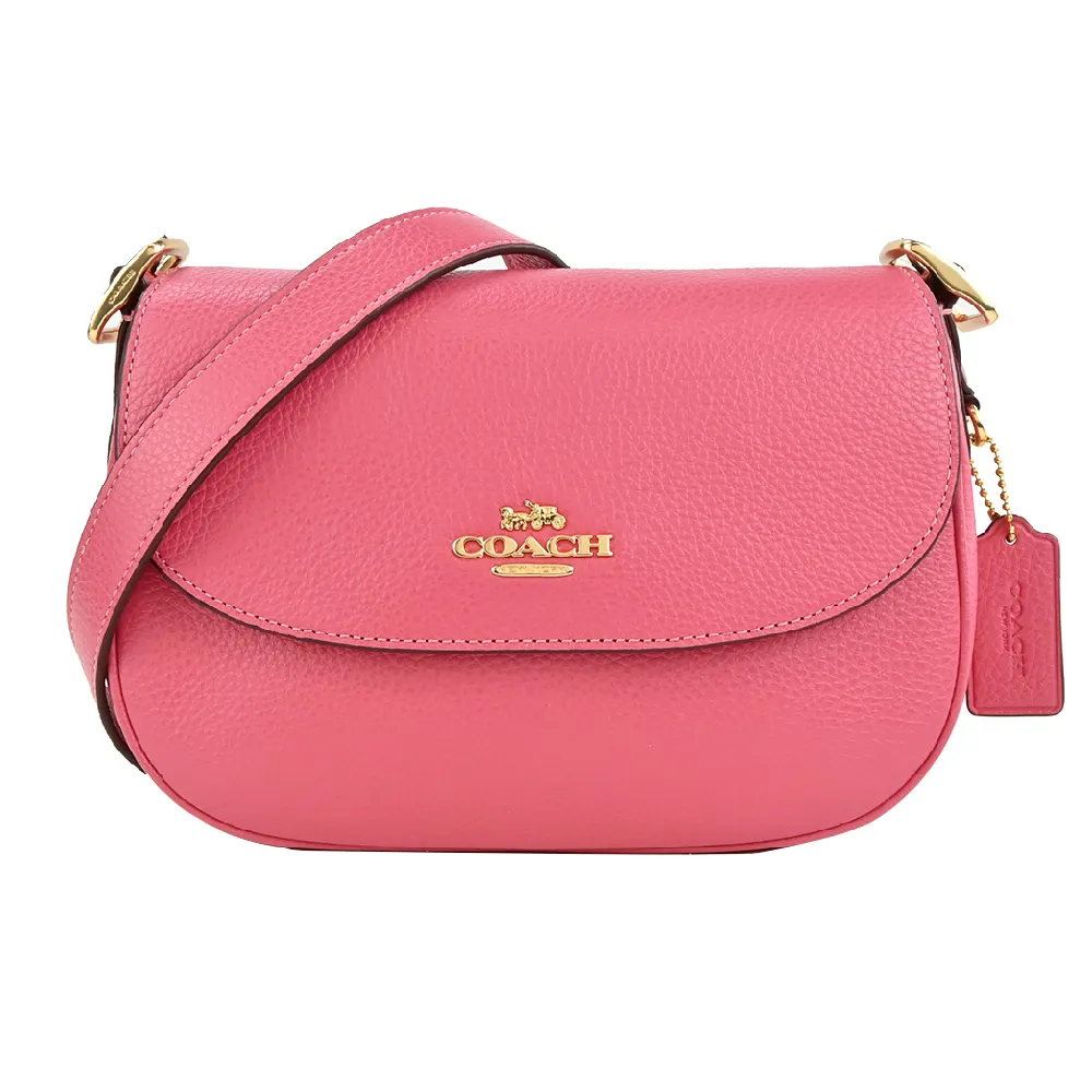 COACH桃紅荔枝紋全皮釦式三摺零錢袋小短夾 歷史價格詳細信息