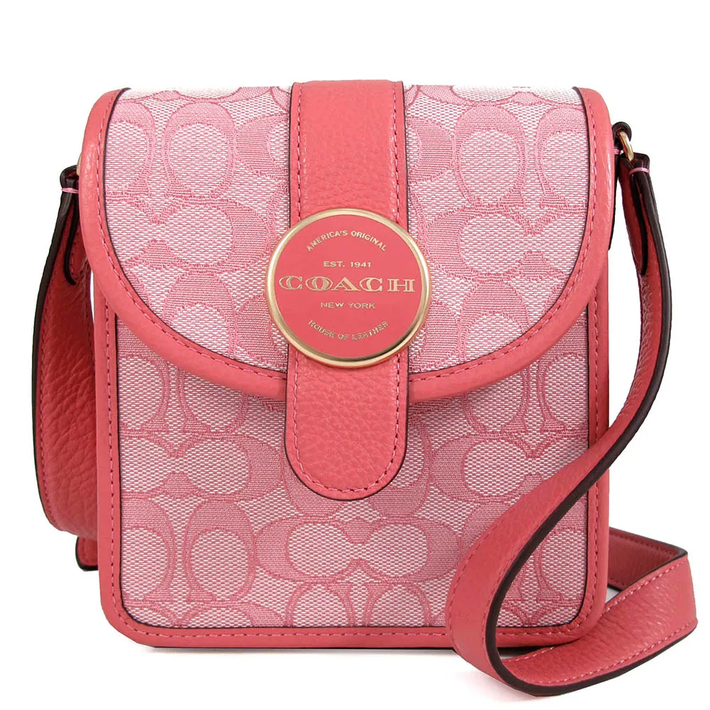COACH 莓紅色覆盆莓造型金字金屬LOGO斜背手提兩用包 歷史價格詳細信息