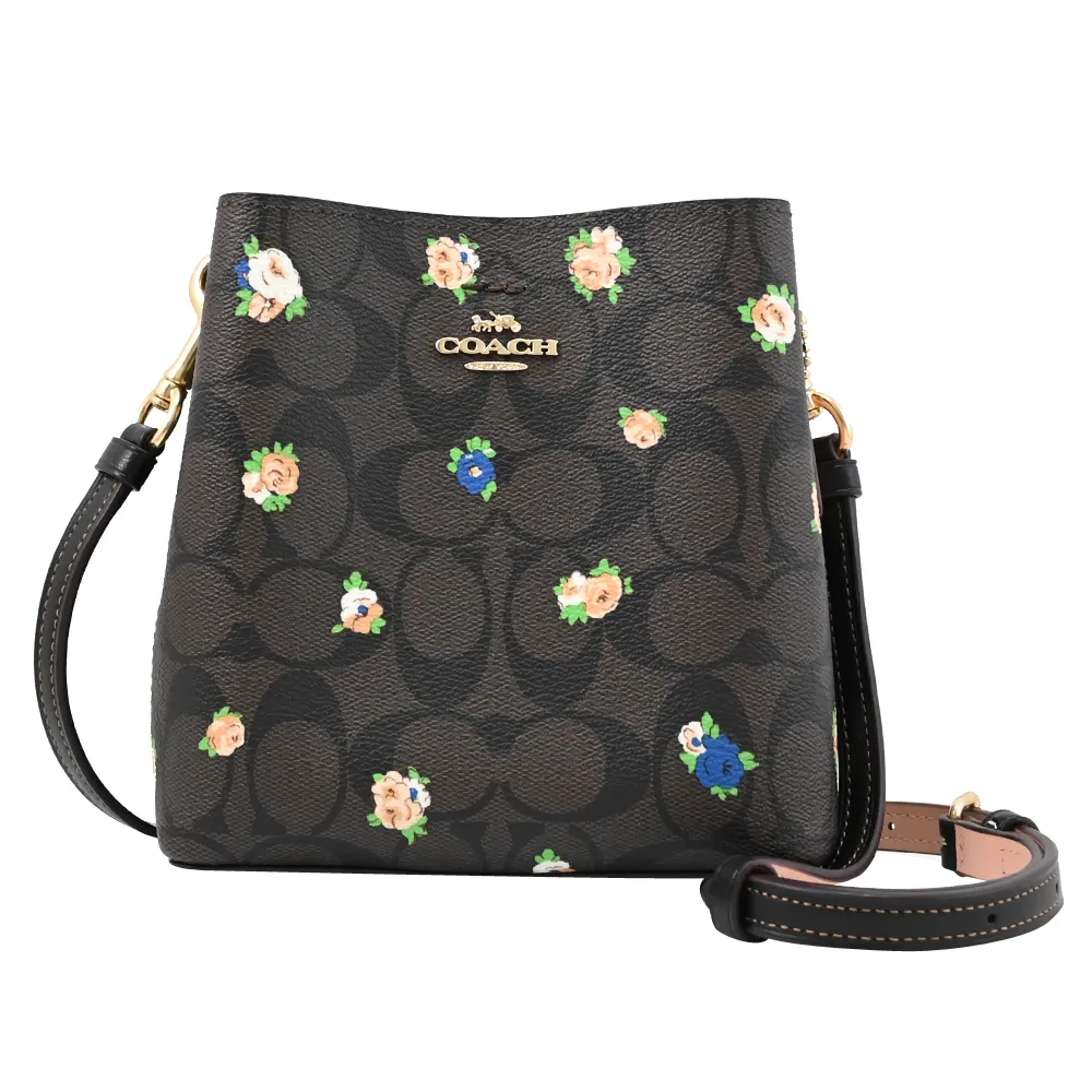 COACH CR270 經典LOGO印花手提兩用公事包.駝/黑 歷史價格詳細信息