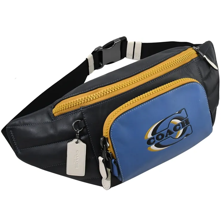 COACH 壓印LOGO撞色緹花織布肩背斜背二用包(卡其X橘黃) 歷史價格詳細信息