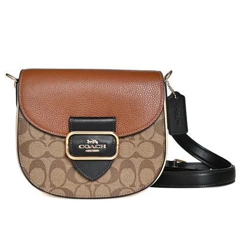 COACH 黑真皮皮革壓紋標誌中斜背包 歷史價格詳細信息