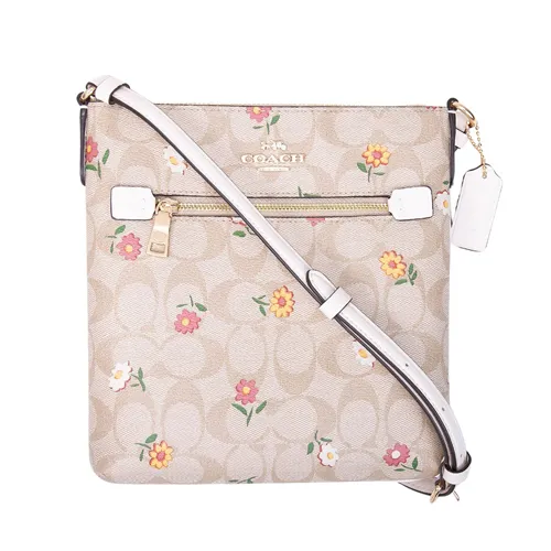 【COACH】COACH雙C LOGO印花PVC 4卡拉鍊卡夾包(粉筆白x冰川白) 歷史價格詳細信息