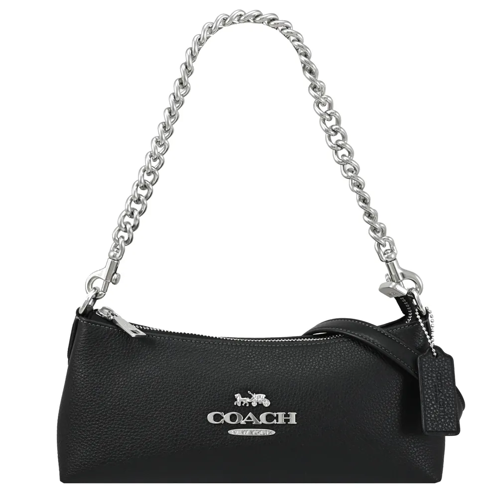 COACH CL407 金屬LOGO荔枝皮革鍊帶兩用包.灰藍 歷史價格詳細信息