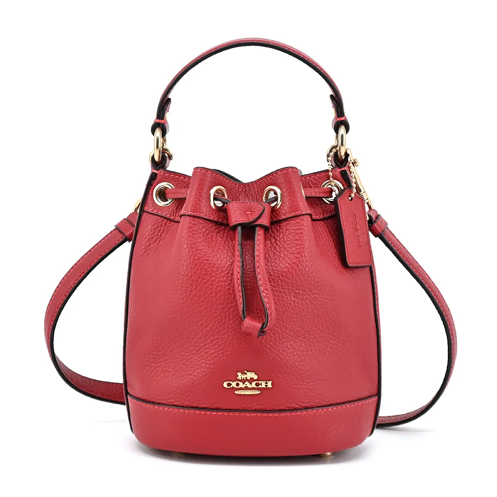 COACH DEMPSEY 15 繽紛雪花PVC拼接皮革水桶包(迷你/石墨黑x天藍) 歷史價格詳細信息