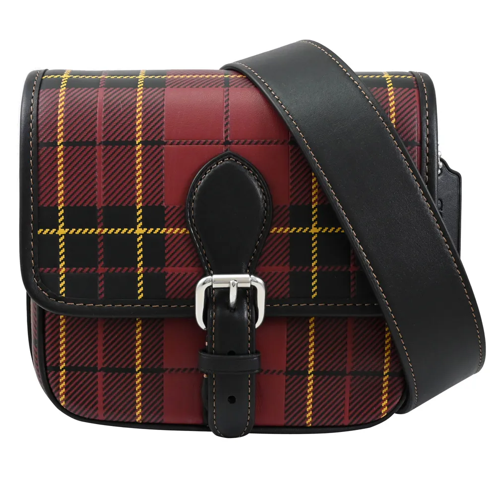 COACH 格紋撞色皮革金屬鍊帶子母斜背麻將包(太妃糖粉) 歷史價格詳細信息