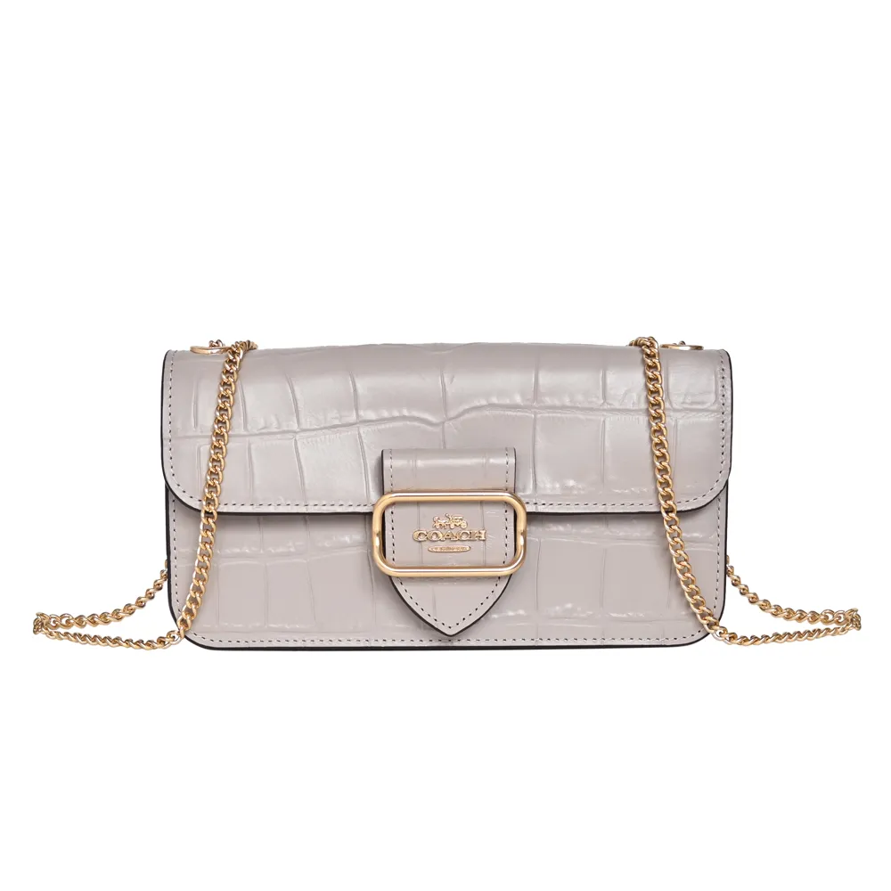 【COACH】鱷魚壓紋皮革 / LARGE 小款 / 斜背 兩用包(藕色) 歷史價格詳細信息