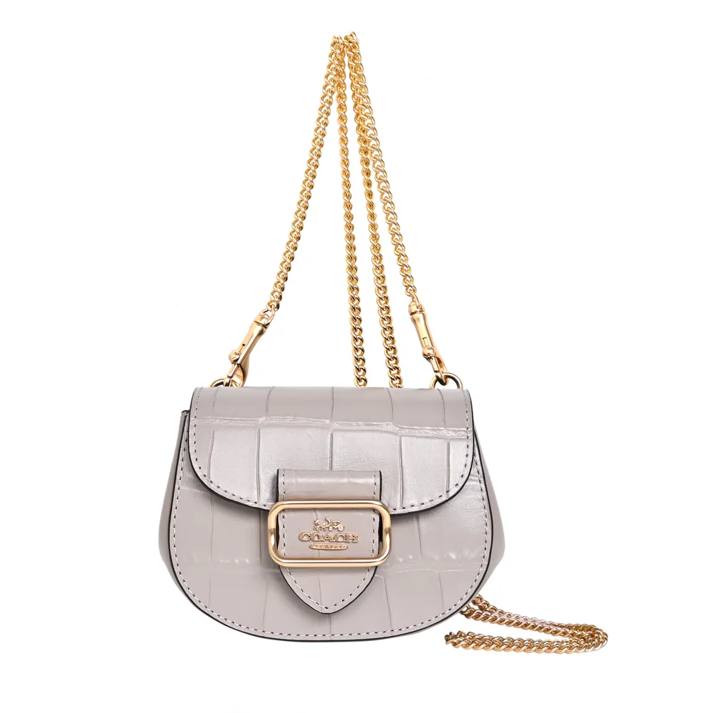 【COACH】鱷魚壓紋皮革 / LARGE 小款 / 斜背 兩用包(藕色) 歷史價格詳細信息