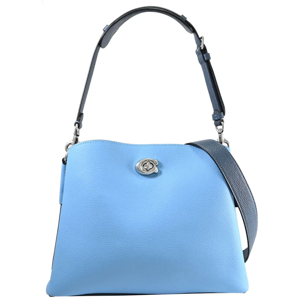 COACH水藍鱷魚紋全皮方框T釦翻蓋三摺多卡長夾 歷史價格詳細信息