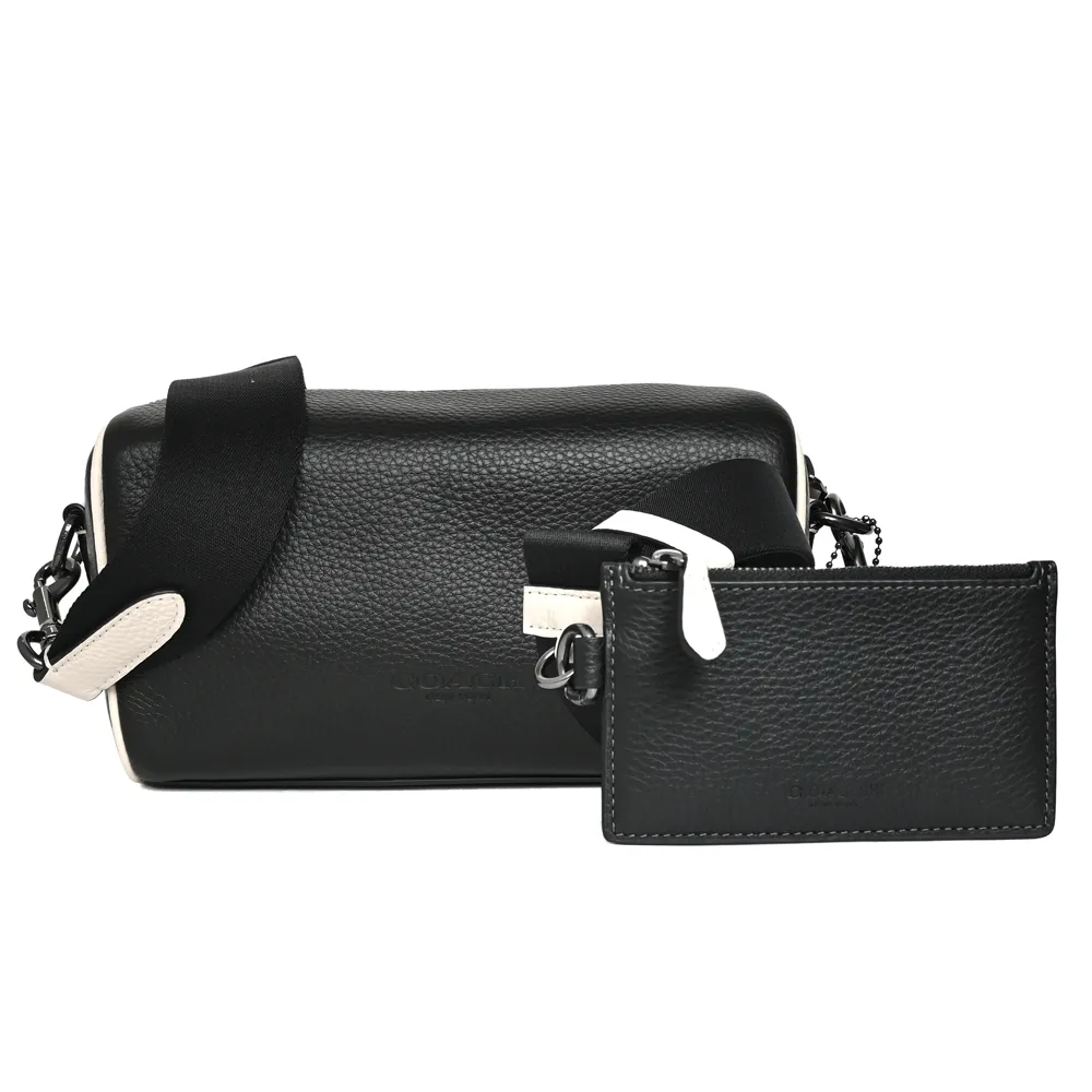 COACH黑色荔枝紋全皮C字拉鍊袋釦式雙摺短夾 歷史價格詳細信息